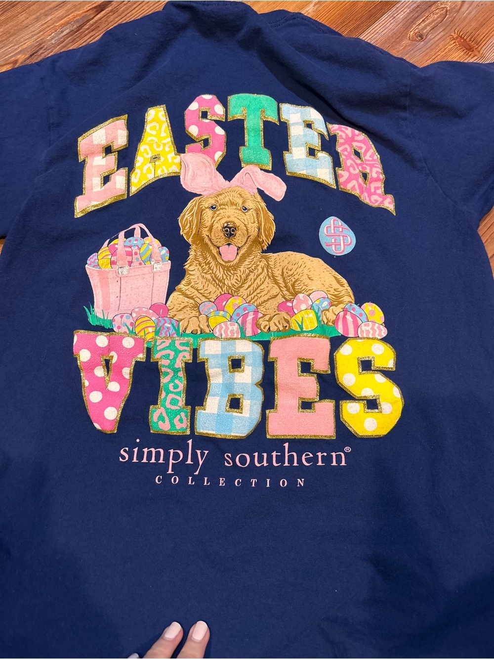 Simply Southern Navy Easter Vibes Puppy Graphic Tee